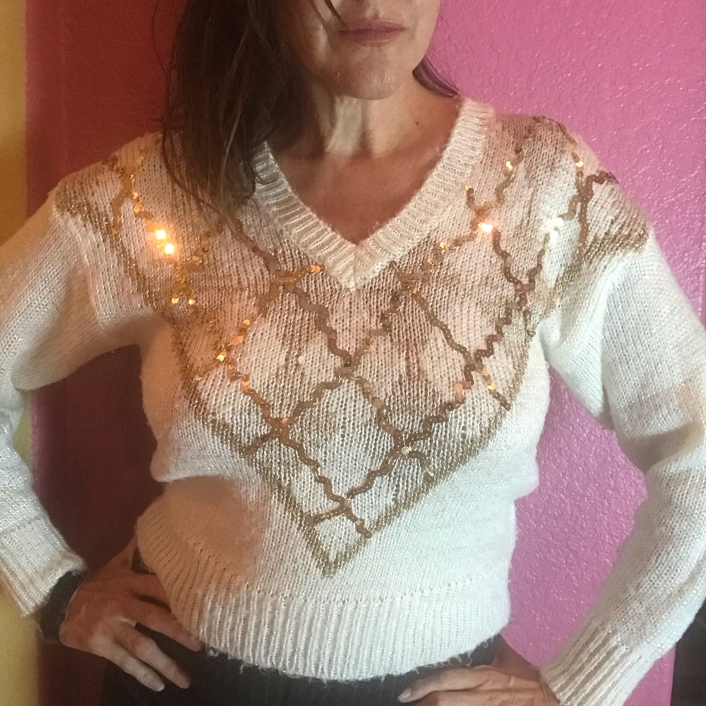 Vintage Holiday Sweater - Argyle with sequins